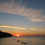 Panorama del tramonto in Baia Flaminia