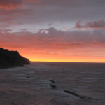 Colori rosso fuoco al tramonto sul mare di Baia Flaminia - 1 settembre 2014