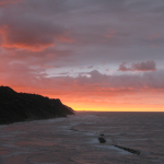 Colori rosso fuoco al tramonto sul mare di Baia Flaminia - 1 settembre 2014 (immagine 2)